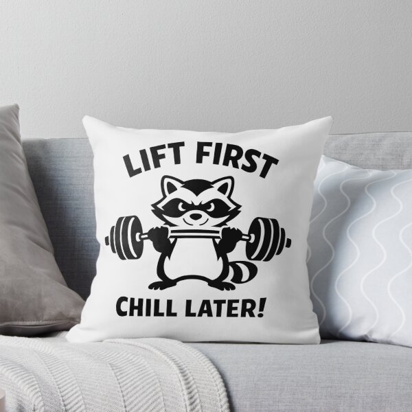 Item preview, Lift First Chill Later Funny Weightlifting Raccoon designed and sold by Owcomm.