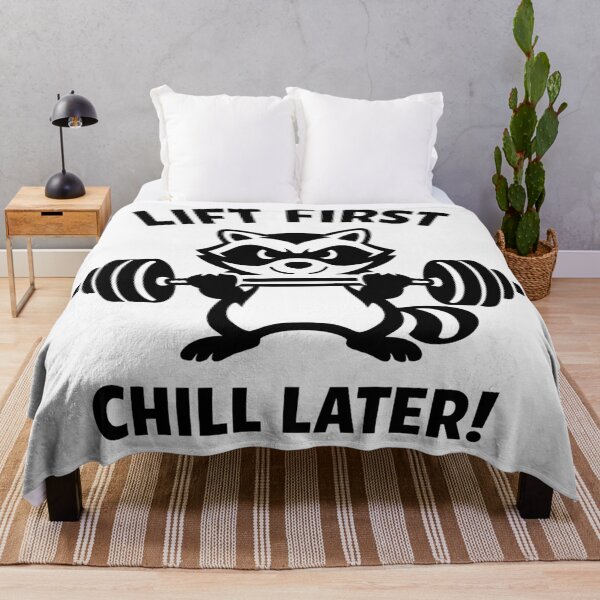 Item preview, Lift First Chill Later Funny Weightlifting Raccoon designed and sold by Owcomm.