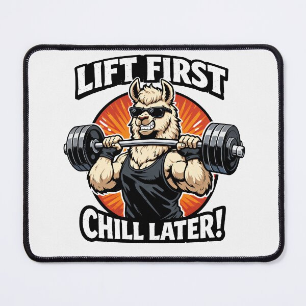 Item preview, Lift First Chill Later Funny Weightlifting Llama designed and sold by Owcomm.