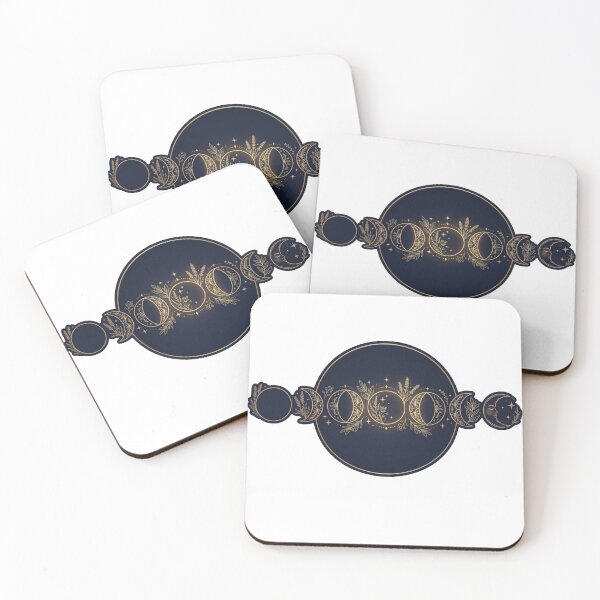 Item preview, Celestial Moon Phases Boho Botanical Sticker - Gold & Navy Lunar Cycle designed and sold by Velmora Studio.