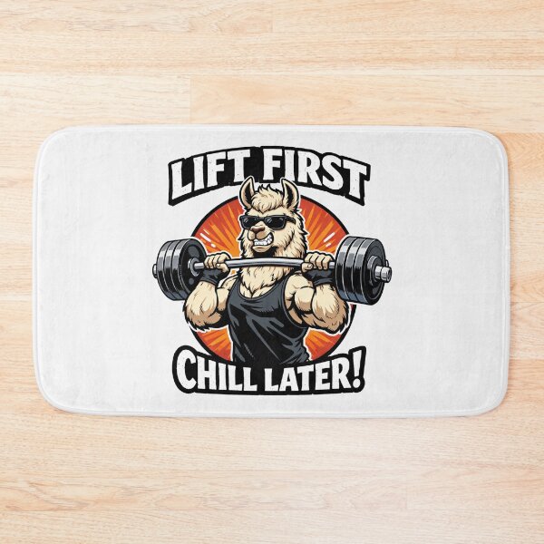 Item preview, Lift First Chill Later Funny Weightlifting Llama designed and sold by Owcomm.