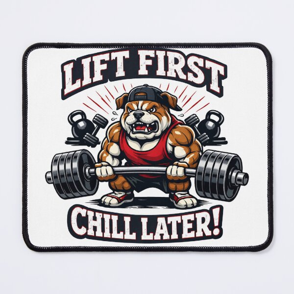 Item preview, Lift First Chill Later Bodybuilding Bulldog Gym designed and sold by Owcomm.