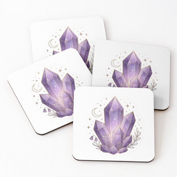 Item preview, Glowing Amethyst Crystal Cluster - Celestial Boho Witchy Sticker designed and sold by Velmora Studio.