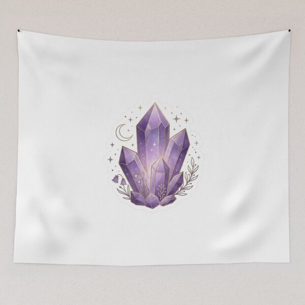 Item preview, Glowing Amethyst Crystal Cluster - Celestial Boho Witchy Sticker designed and sold by Velmora Studio.