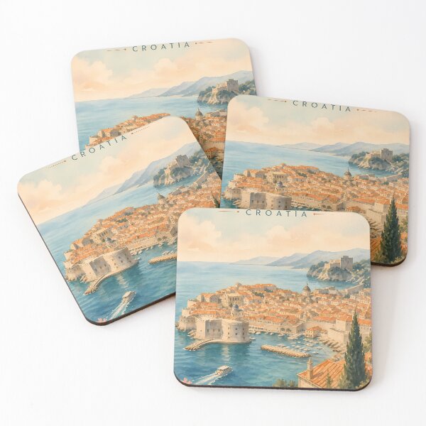 Item preview, Dubrovnik Croatia Travel Poster, Vintage Coastal City Art, Adriatic Sea Wall Art, Retro Vacation Print designed and sold by Art-Selling.