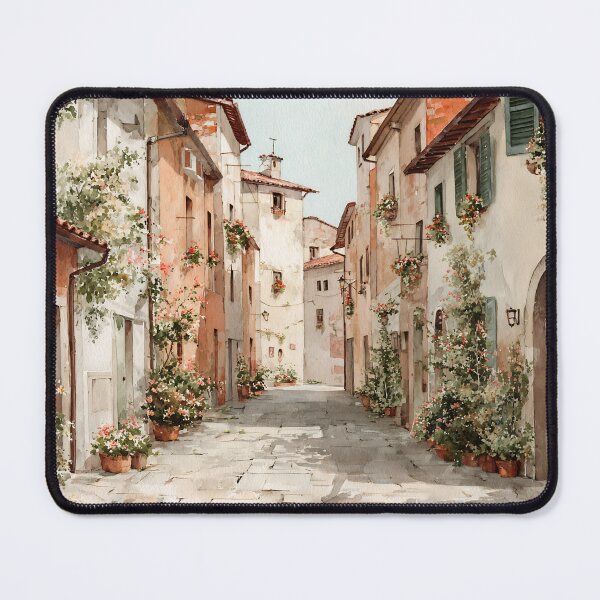 Item preview, Tuscan Village Watercolor Cobblestone Street Italian Countryside designed and sold by daila70.