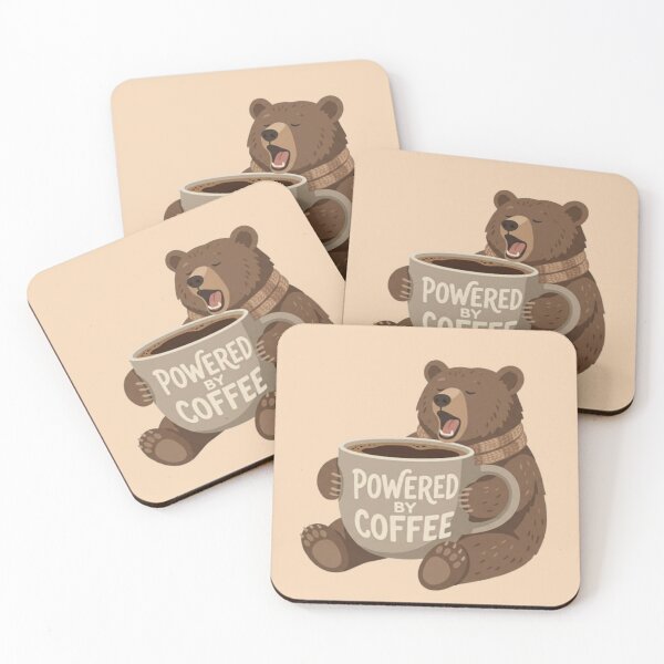 Item preview, Powered by Coffee – Funny Bear Art designed and sold by Dogandesighn.