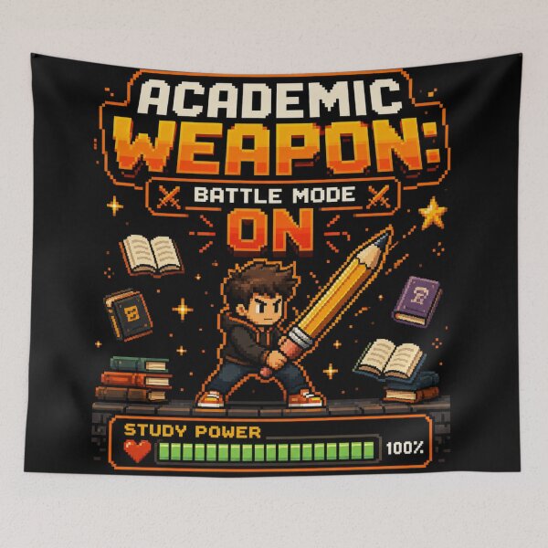 Item preview, Academic Weapon Battle Mode ON – Retro Pixel Art Gamer Student Design | Study RPG Gift designed and sold by irfanshikh.