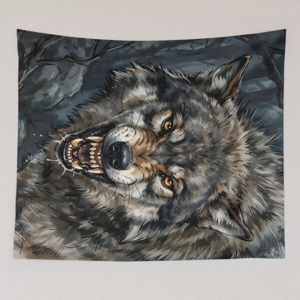 Item preview, Alpha Gray Wolf Snarling - Timber Wolf Wildlife  designed and sold by RubisLeaf.