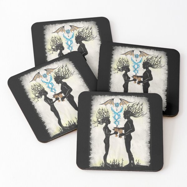 Item preview, Being Of Fire & Shadow Tarot - 2 Of Cups designed and sold by Hellsveiah.