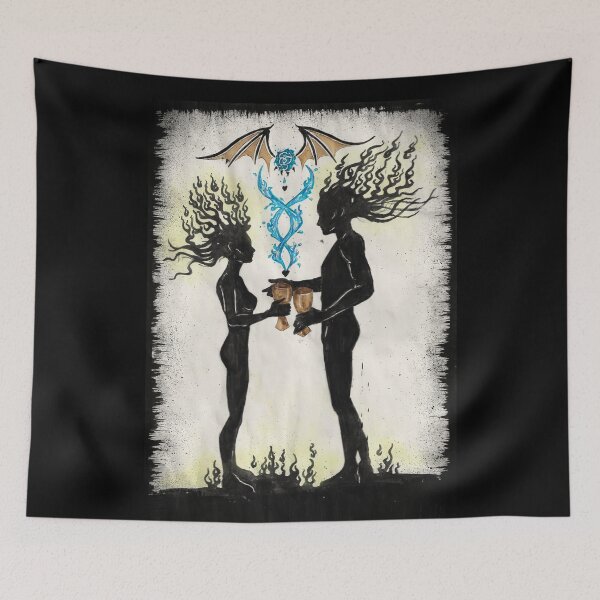 Item preview, Being Of Fire & Shadow Tarot - 2 Of Cups designed and sold by Hellsveiah.