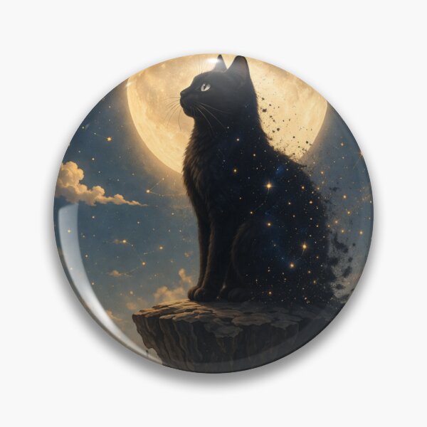 Item preview, Dreamy Cosmic Cat Wall Art | Surreal Moonlit Cat Print | Aesthetic Night Sky Fantasy Artwork designed and sold by IconicDesignsXd.