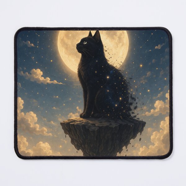 Item preview, Dreamy Cosmic Cat Wall Art | Surreal Moonlit Cat Print | Aesthetic Night Sky Fantasy Artwork designed and sold by IconicDesignsXd.