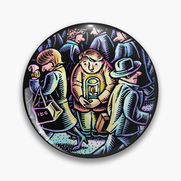 Item preview, mourning boy holding memorial candle in middle of busy street designed and sold by LisaHaney.
