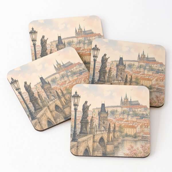 Item preview, Prague Travel Poster, Charles Bridge Czech Republic Vintage Art, European City Wall Decor, Retro Tourism Print designed and sold by Art-Selling.