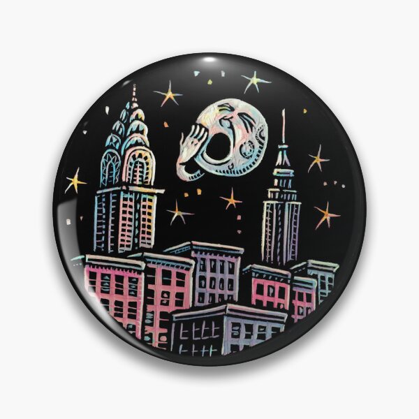Item preview, The moon yawns over a New York cityscape at night designed and sold by LisaHaney.