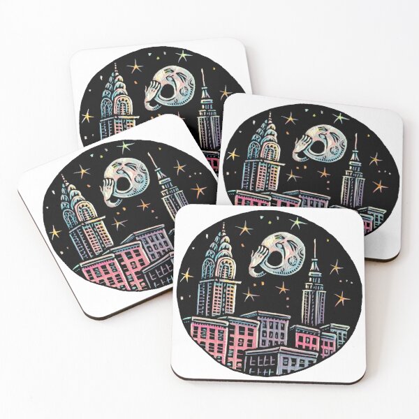 Item preview, The moon yawns over a New York cityscape at night designed and sold by LisaHaney.