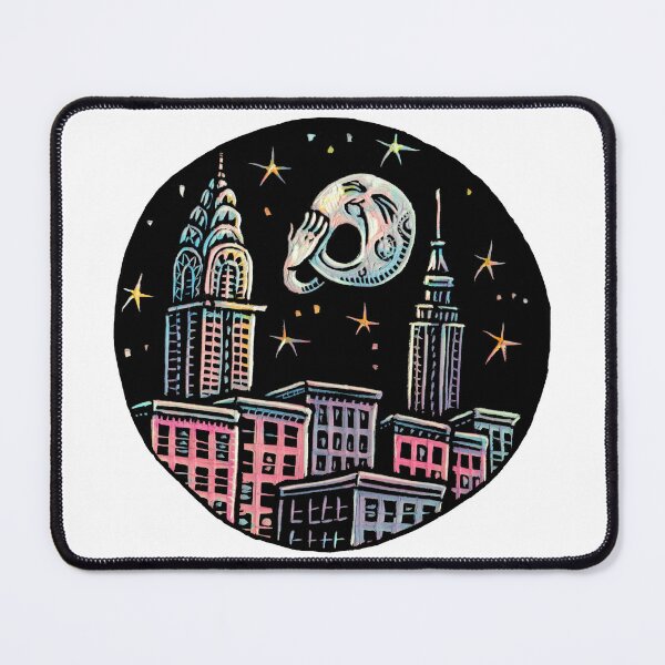 Item preview, The moon yawns over a New York cityscape at night designed and sold by LisaHaney.