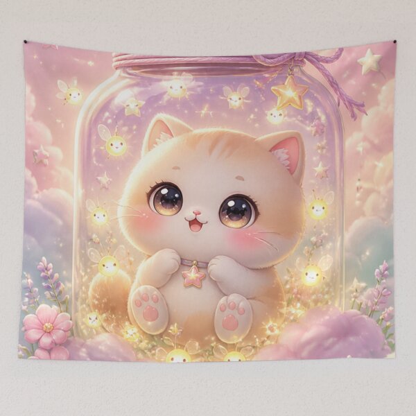 Item preview, Dreamy Kawaii Cat in a Firefly Jar – Pastel Aesthetic Cute Cat Phone Case designed and sold by IconicDesignsXd.