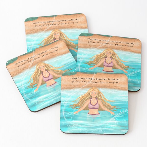Item preview, Water Element – Woman Recharging in the Sea at Sunset designed and sold by Medilludesign.