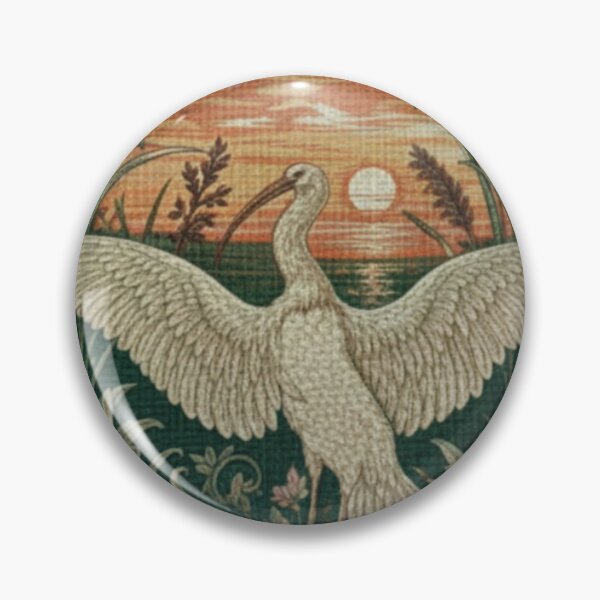 Item preview, Vintage Art Nouveau White Heron Botanical Tapestry designed and sold by chihuahuashower.