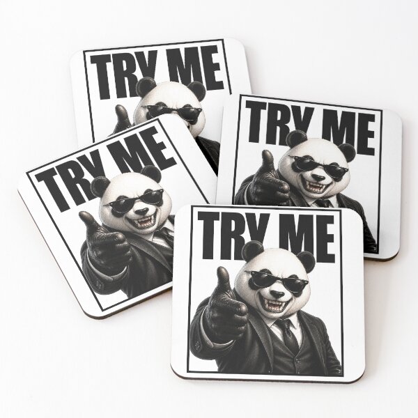 Item preview, Try Me Panda Shirt Ｗhite– Cool Panda Meme Streetwear designed and sold by PandaModeLab.
