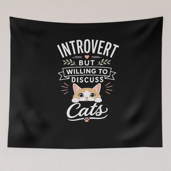 Item preview, Introvert but willing to discuss cats designed and sold by FreshPixelArt.