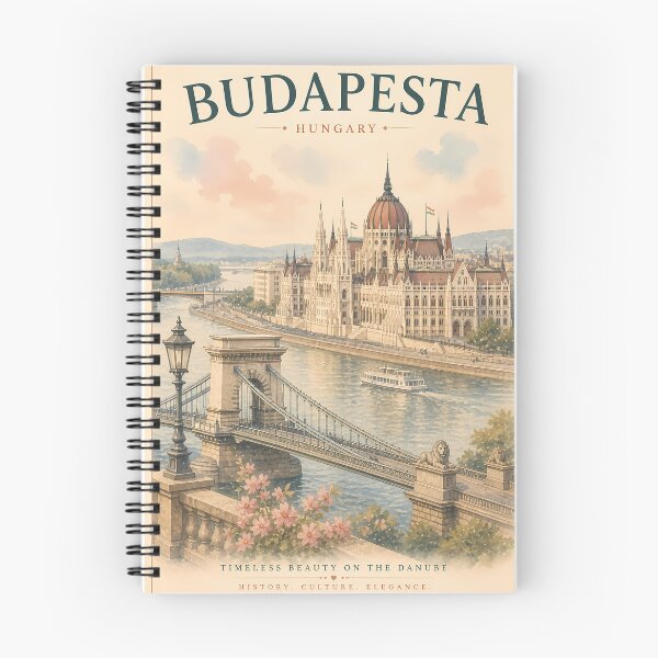 Item preview, Budapest Travel Poster, Hungary Parliament Danube Chain Bridge Vintage Art, European City Wall Decor, Retro Print designed and sold by Art-Selling.