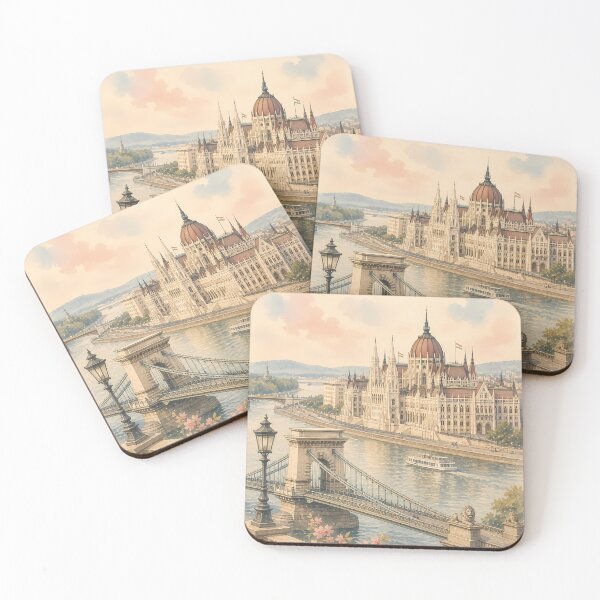 Item preview, Budapest Travel Poster, Hungary Parliament Danube Chain Bridge Vintage Art, European City Wall Decor, Retro Print designed and sold by Art-Selling.