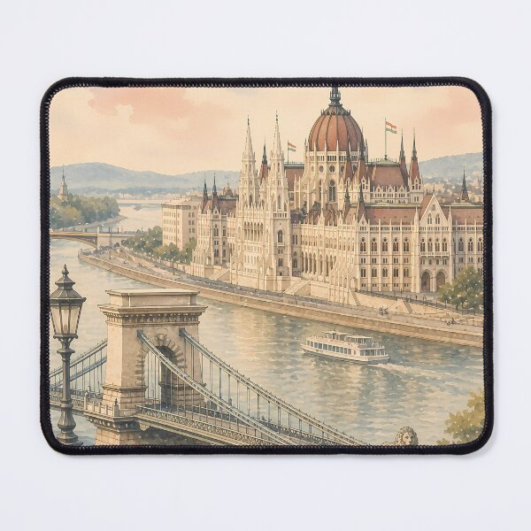 Item preview, Budapest Travel Poster, Hungary Parliament Danube Chain Bridge Vintage Art, European City Wall Decor, Retro Print designed and sold by Art-Selling.