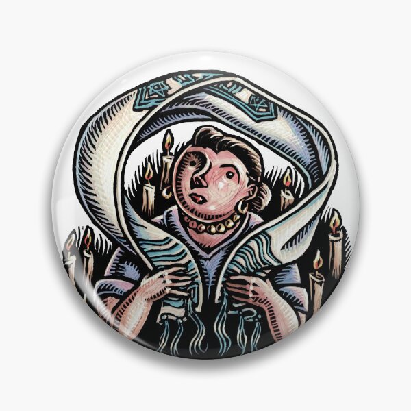 Item preview, woman with tallit jewish scarf surrounded by candles designed and sold by LisaHaney.