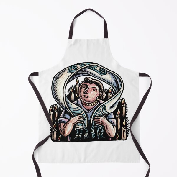 Item preview, woman with tallit jewish scarf surrounded by candles designed and sold by LisaHaney.