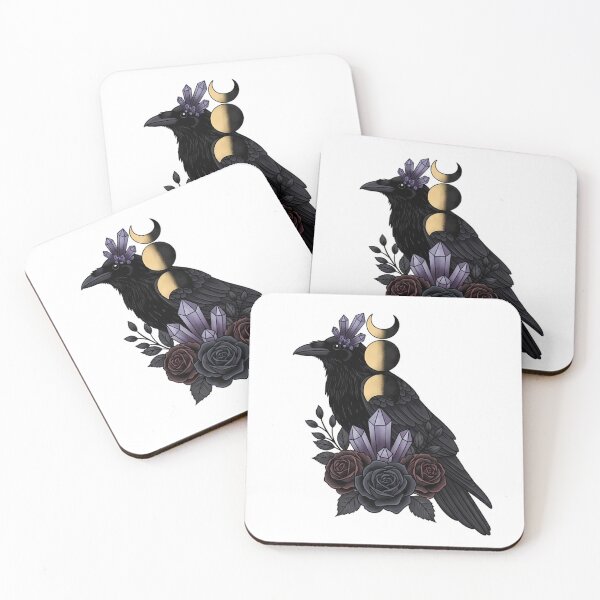Item preview, Velvet Ribbon Raven Moon Phase Crystal Cluster Gift designed and sold by IllumeInk.