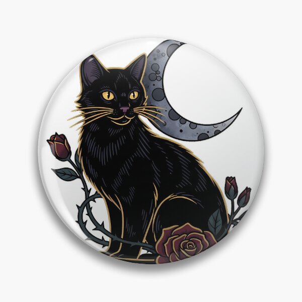 Artikelvorschau, Schwarze Katze Dornenranke Halbmond Schwarze Rose Geschenk entworfen und verkauft von IllumeInk.