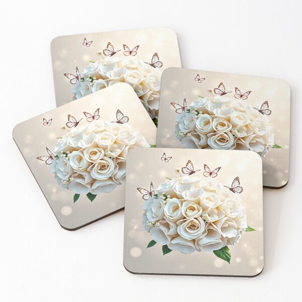 Item preview, Elegant White Rose Bouquet Jigsaw Puzzle with Butterflies designed and sold by IntelliMindDesigns.