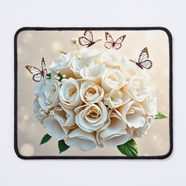 Item preview, Elegant White Rose Bouquet Jigsaw Puzzle with Butterflies designed and sold by IntelliMindDesigns.