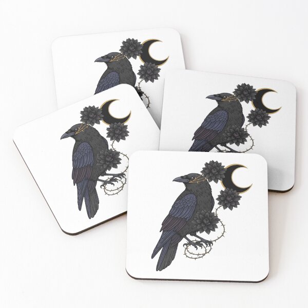 Item preview, Crow Thorn Vine Black Dahlia Moon Wreath Gift designed and sold by IllumeInk.
