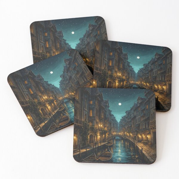 Item preview, Moonlit Venice Canal at Night – Romantic Gothic Cityscape Print designed and sold by Kaleidoscope Print.