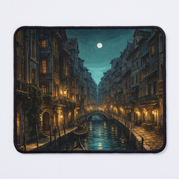 Item preview, Moonlit Venice Canal at Night – Romantic Gothic Cityscape Print designed and sold by Kaleidoscope Print.