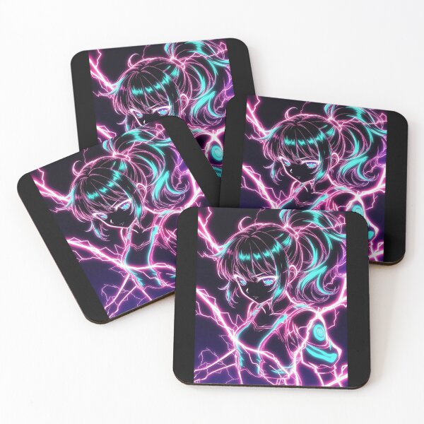 Item preview, Cyberpunk Neon Lightning Girl – Cyan Pink Electric Aura designed and sold by RadaQueen.