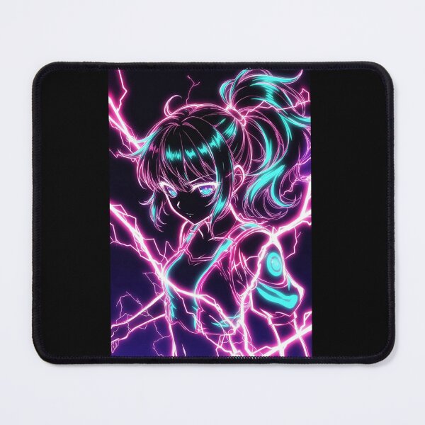 Item preview, Cyberpunk Neon Lightning Girl – Cyan Pink Electric Aura designed and sold by RadaQueen.