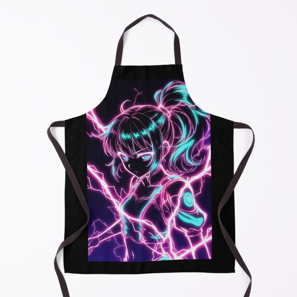 Item preview, Cyberpunk Neon Lightning Girl – Cyan Pink Electric Aura designed and sold by RadaQueen.
