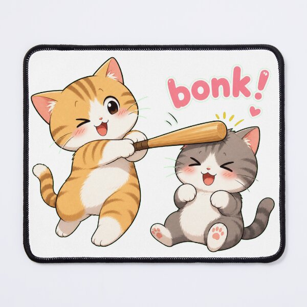 Item preview, Bonk! - Two cats playing with a baseball bat designed and sold by Unpredictable Fat Cat.