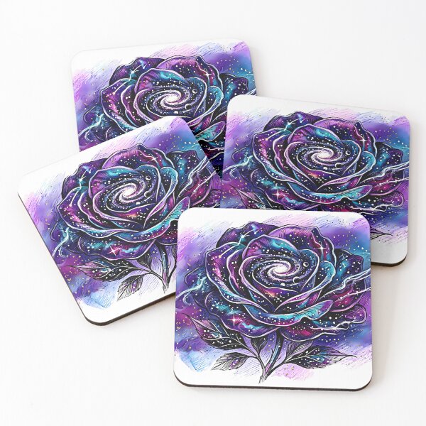 Item preview, Celestial Galaxy Rose Spiral Nebula Fantasy Flower Watercolor & Colored Pencil Illustration designed and sold by meesub.