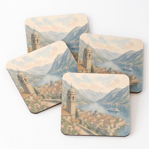 Item preview, Kotor Travel Poster, Montenegro Bay Old Town Art, Coastal European Wall Decor, Vintage Seaside Print designed and sold by Art-Selling.