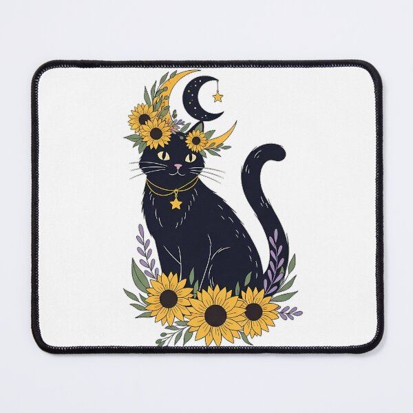 Item preview, Star Charm Black Cat Crescent Moon Flower Wreath Gift designed and sold by pumsquare.