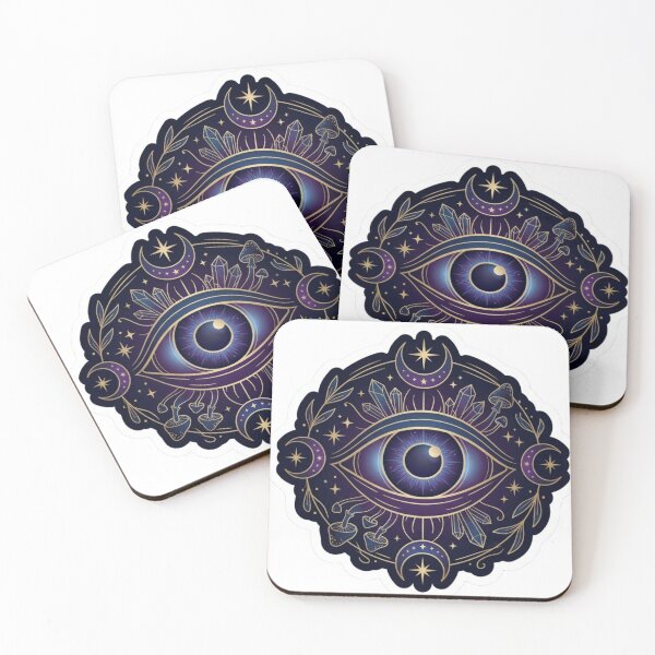Item preview, Mystical All-Seeing Eye Die-Cut Sticker - Bohemian Celestial Occult Art with Gold Accents & Sacred Geometry designed and sold by Velmora Studio.