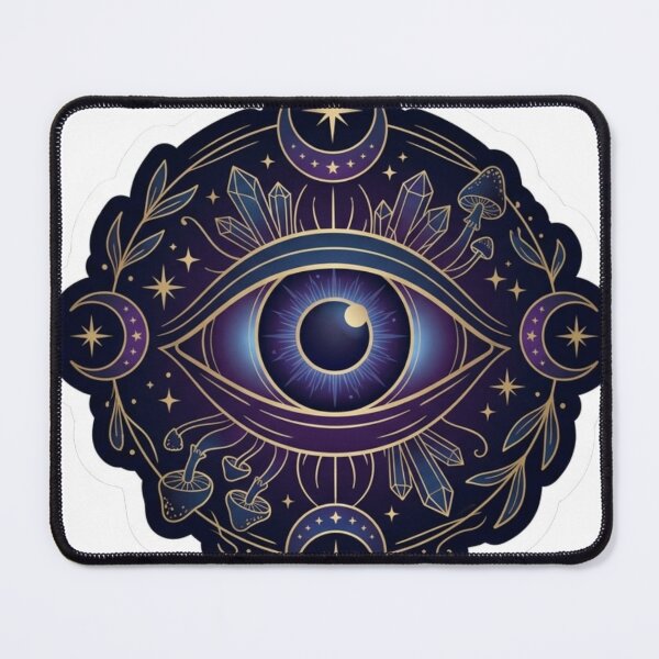 Item preview, Mystical All-Seeing Eye Die-Cut Sticker - Bohemian Celestial Occult Art with Gold Accents & Sacred Geometry designed and sold by Velmora Studio.