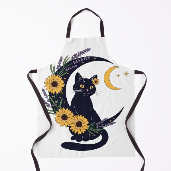 Item preview, Black Cat Lavender Sprigs Crescent Moon Flower Wreath Gift designed and sold by pumsquare.