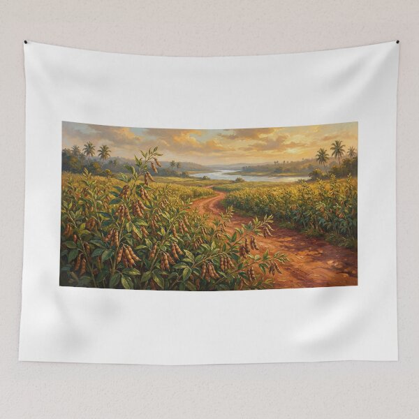 Item preview, Golden Harvest — Pigeon Pea Field at Sunset  designed and sold by Mindful Heritage.